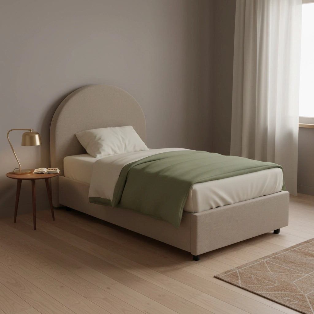 Fedra, Letto Singolo Contenitore Made in Italy, Grigio Tortora