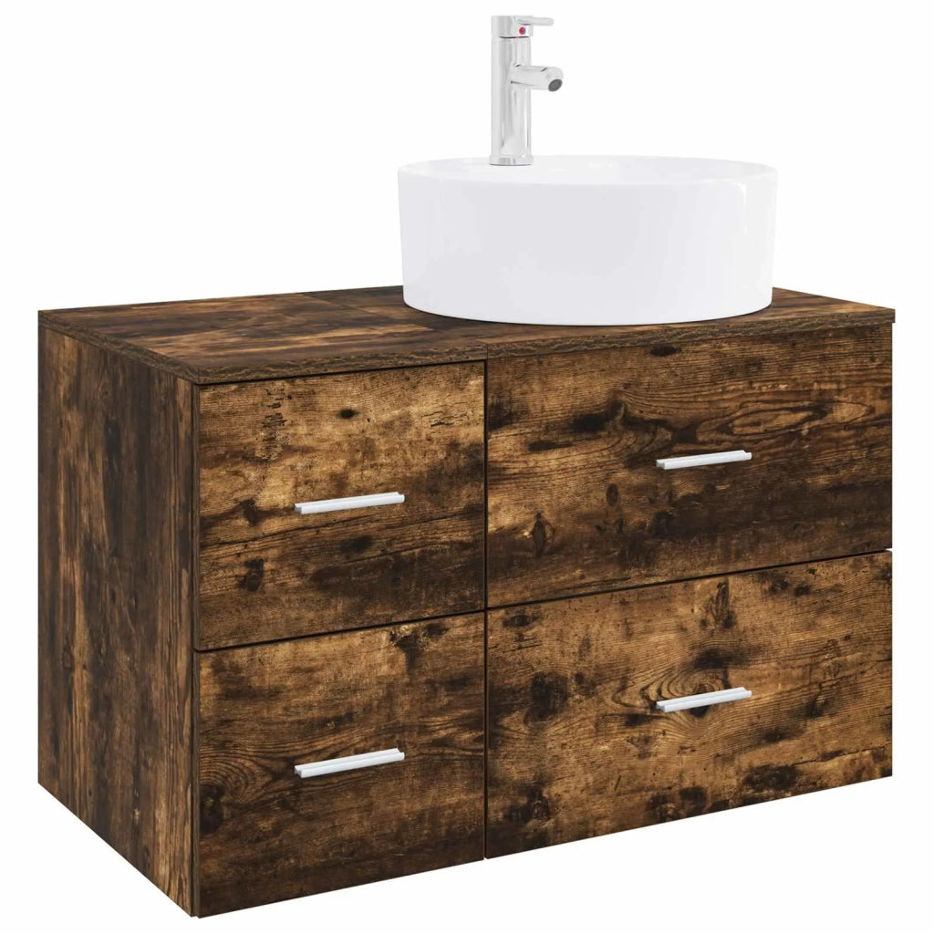 Set di mobili per il bagno 2 pz Rovere Fumo 3403988