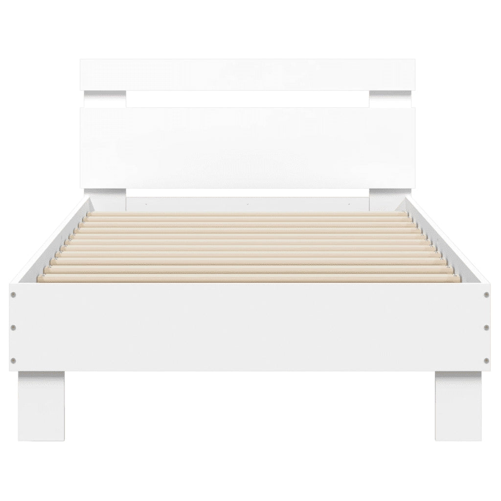 Giroletto con Testiera Bianco 90x190 cm in Legno Multistrato