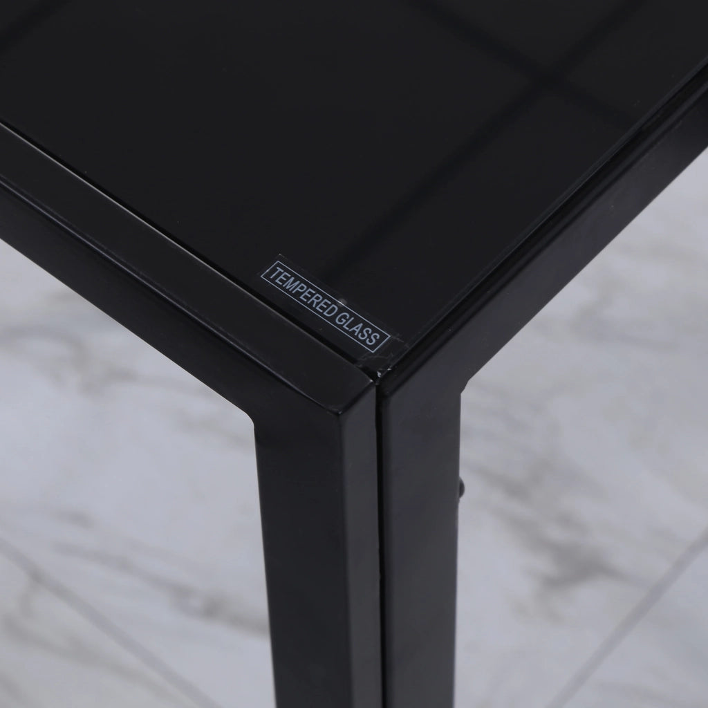 Tavolo da Cucina per 4 Persone in Metallo e Vetro Temperato, 120x60x75 cm, Nero