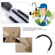 Trade Shop - Estensore Trapano Cacciavite Ad Angolo 90° Snake Bit Flessibile Prolunga 2 Pz -