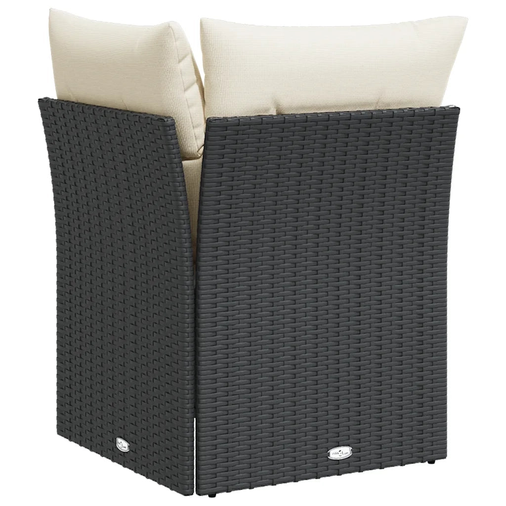 Divano Angolare da Giardino con Cuscini-Sofa da Giardino-Divanetto da esterno Nero in Polyrattan 315419
