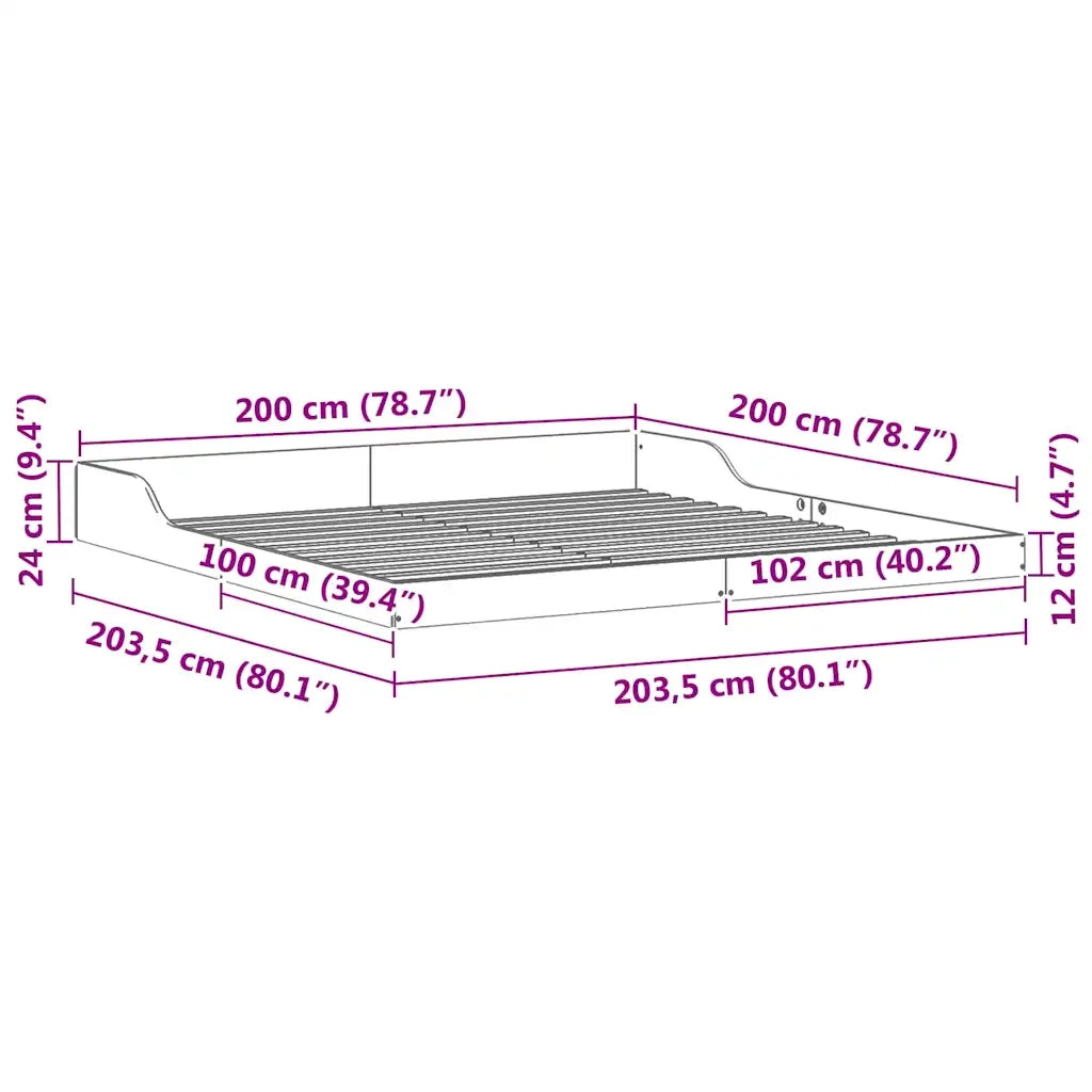 Struttura del letto Marrone 200 x 200 cm Pino massello 873301