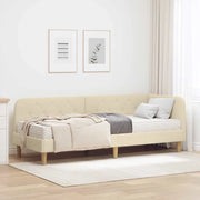 Cornice del letto ad angolo Crema 80 x 200 cm Tessuto 3394107