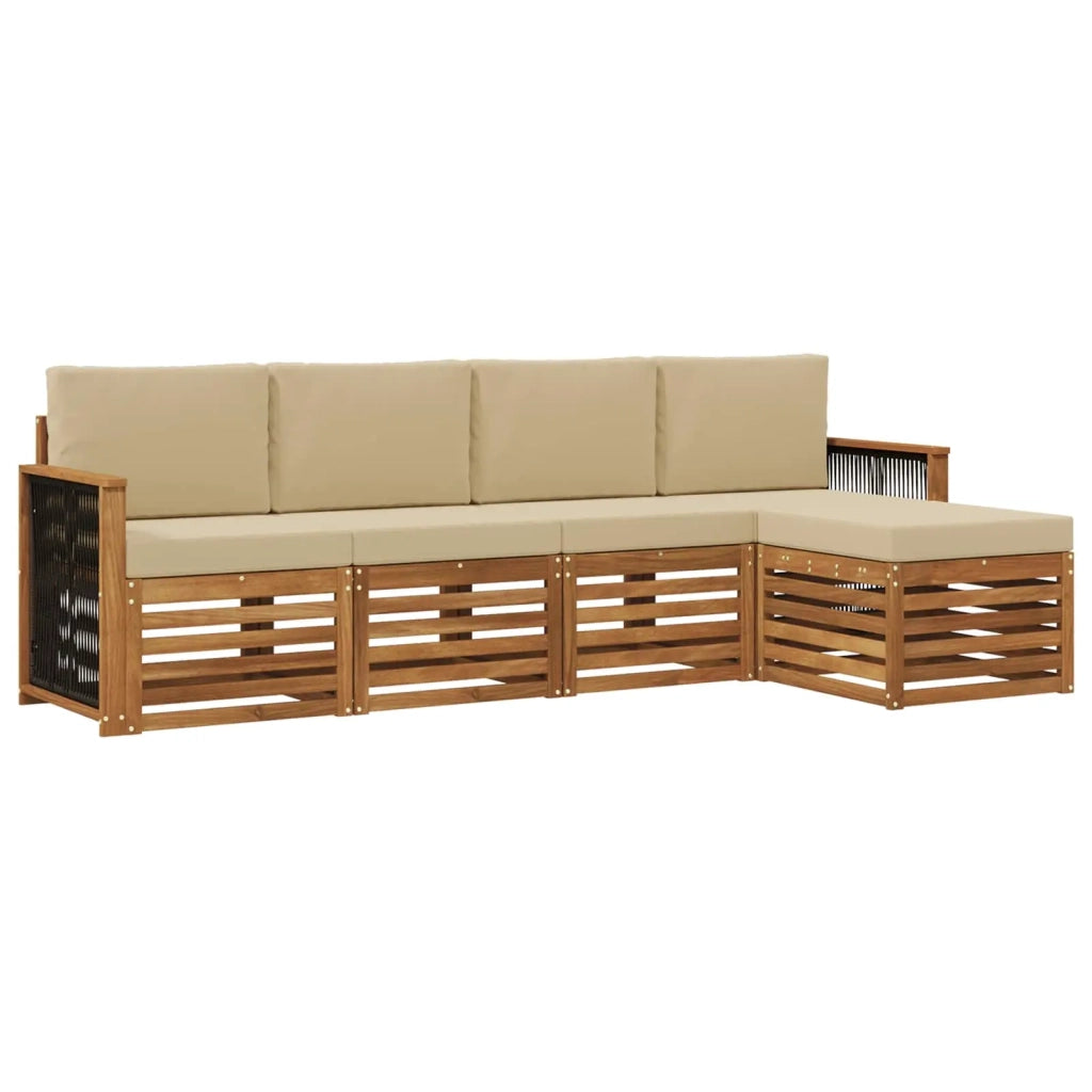 Set di divani da esterno 5 pz Naturale e Beige 3384234