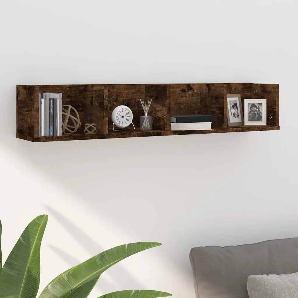 Mensola Muro | Mensola a parete Porta PC Rovere Fumo 100x18x18cm Legno Multistrato