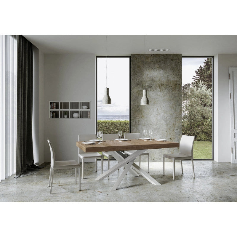 Tavolo allungabile 200/460x90 cm Volantis telaio Bianche - Quercia Natura
