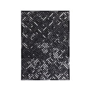 Tappeto Dazzle in Pelle Nera e Argento con Motivo a Rombi