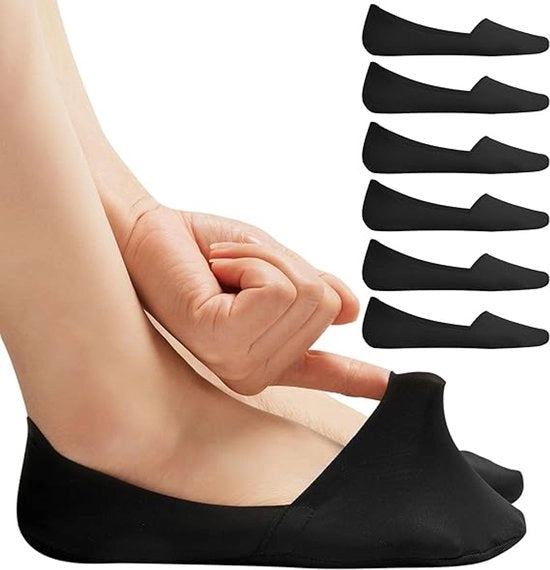Sokke per donna, calze senza visibilità per flats e loafers con antiscivolo e imbottitura soffice, 6 paia (unico taglia)