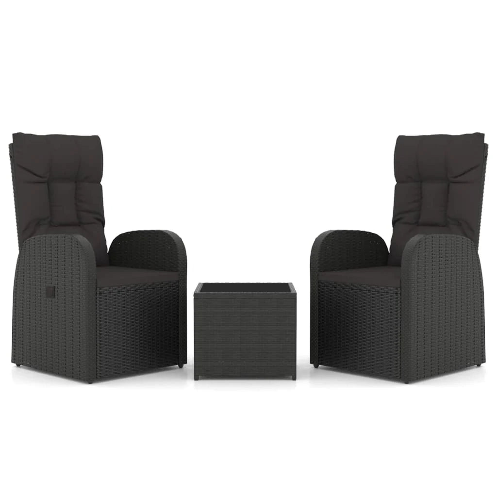 Set di mobili da giardino mobili da esterno set da 3 pezzi polyrattan nero e acciaio 02_0014207