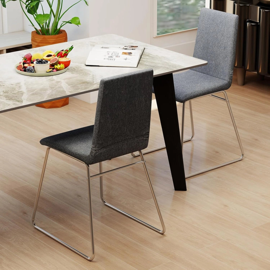 Set di 2 sedie da sala da pranzo con schienale pieghevole, sedie da cucina, imbottite, telaio in metallo, portata fino a 150 kg, sedie da accento senza maniche, 47 x 52 x 88 cm