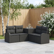 Set di divani 5 pz Nero Rattan sintetico e Acciaio 3447768