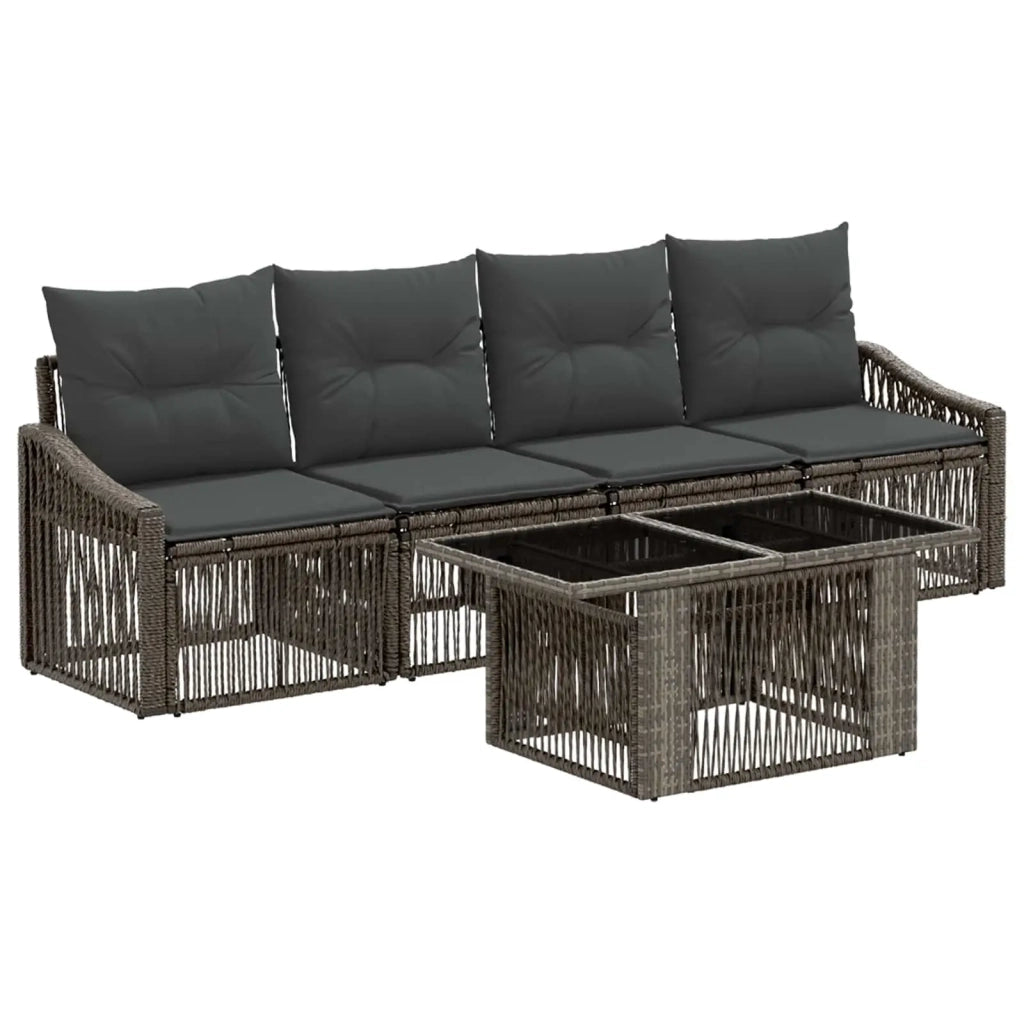 Set Divano da Giardino 5 pz Grigio e Grigio Scuro polyrattan 3437201
