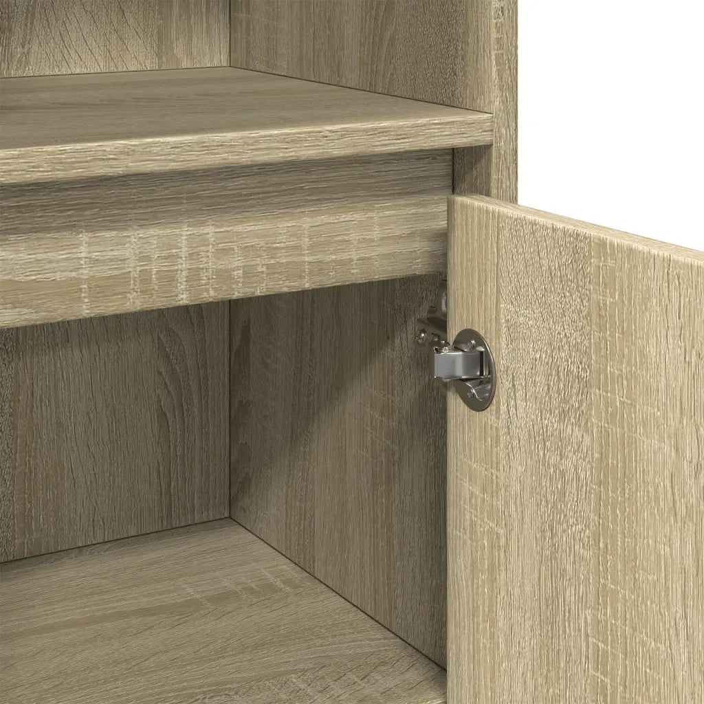 Mobiletto da bagno 30 x 30 x 183 cm 6 scomparti stile moderno legno di rovere Sonoma composito 02_0049687