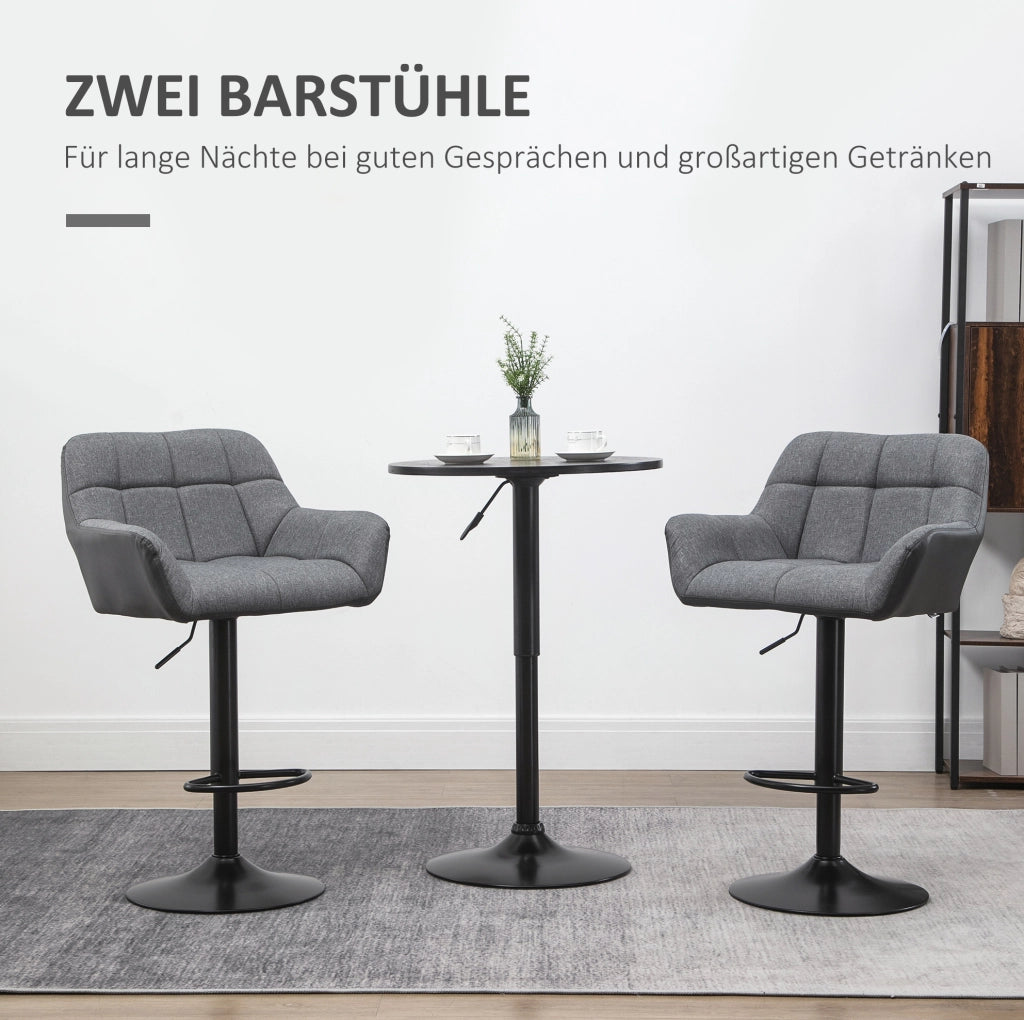 Set di 2 sgabelli da bar regolabili e girevoli grigi 57,5 x 52,5 x 114 cm