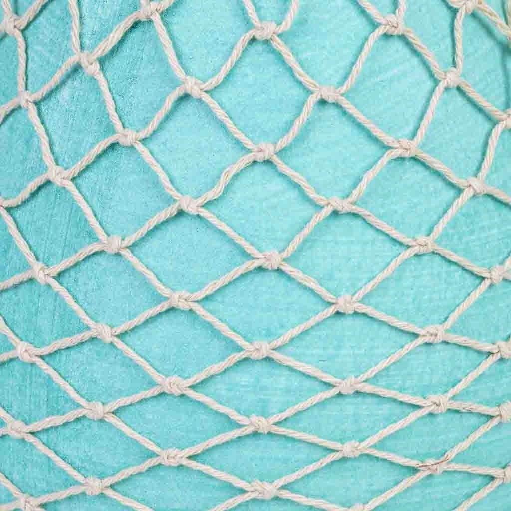 Vaso in legno con rete da pesca blu, 14x14x25 cm