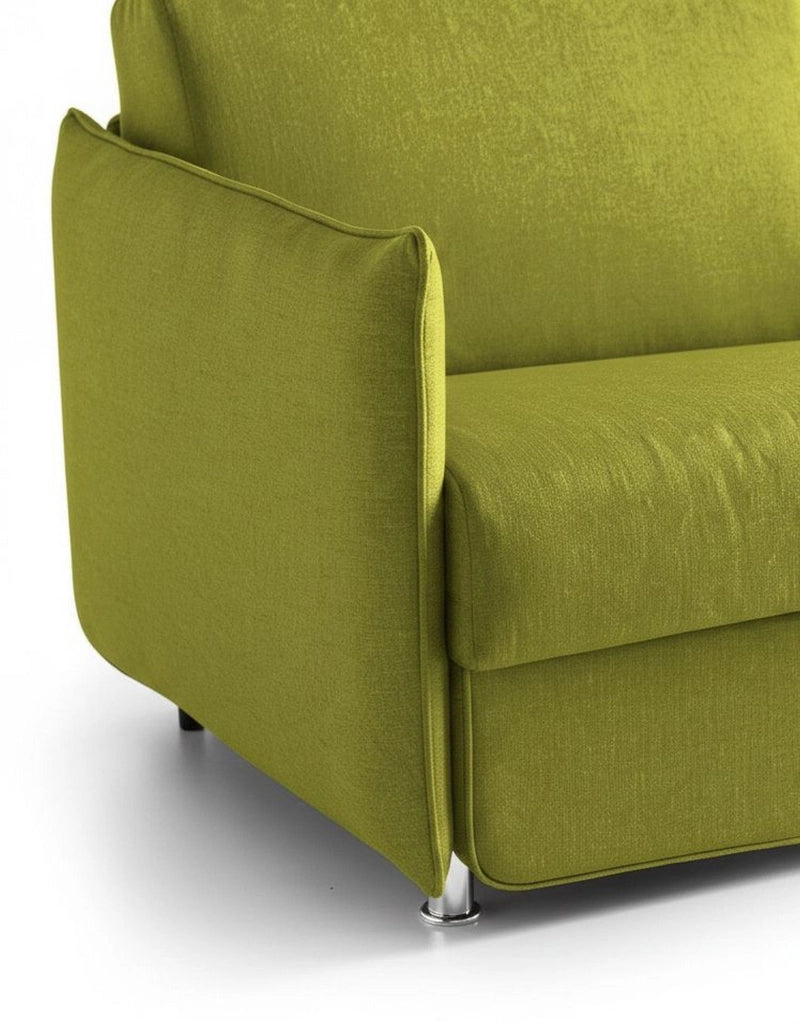 Monleale, Divano Fisso 2 Posti Sfoderabile Made in Italy, 160x95x90h cm Verde
