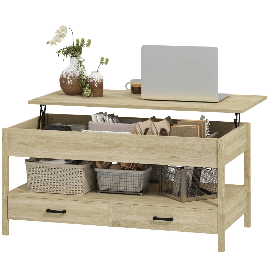 Tavolino da caff¨¨ con cassetti e vano nascosto ¨C Xylo ¨C legno rovere, design moderno per soggiorno
