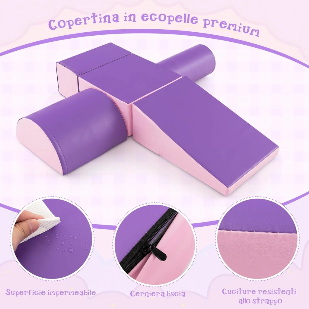 Set di 5 Blocchi con Diverse Forme e Colori, Giocattolo per Arrampicata e Strisciamento, Aiuta i Bambini a Crescere (Viola)