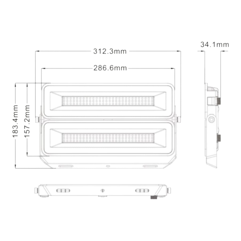 Faro LED modulare 100W IP65 Nero 10000lm 6000K Luce Fredda Proiettore Esterno 120° Alta Potenza
