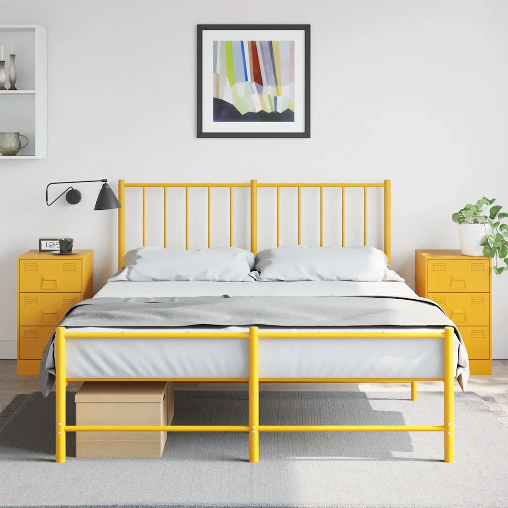 Comodini 2 pz-Set di 2 Tavolino da notte Giallo Senape 34,5x39x62 cm in Acciaio