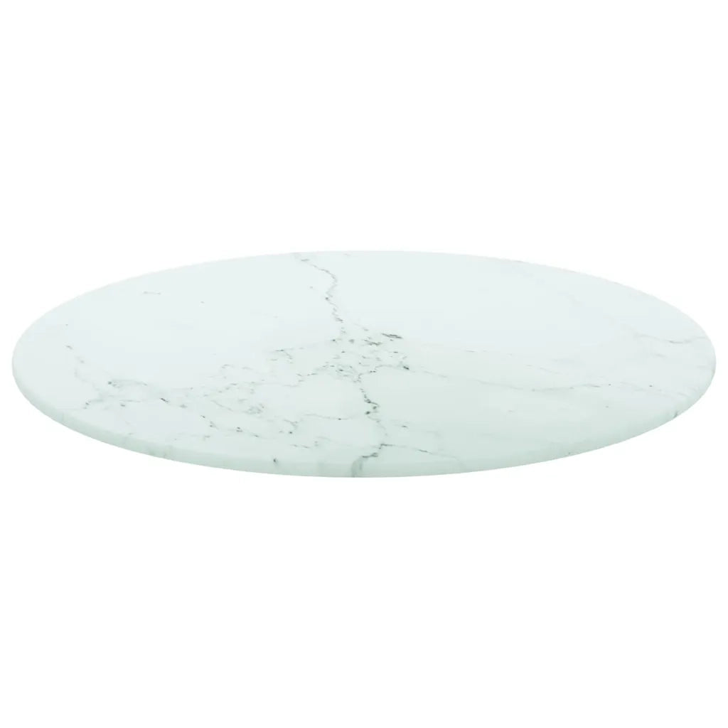 Piano per Tavolo Bianco Ã˜40x0,8 cm Vetro Temperato Design Marmocod mxl 78676