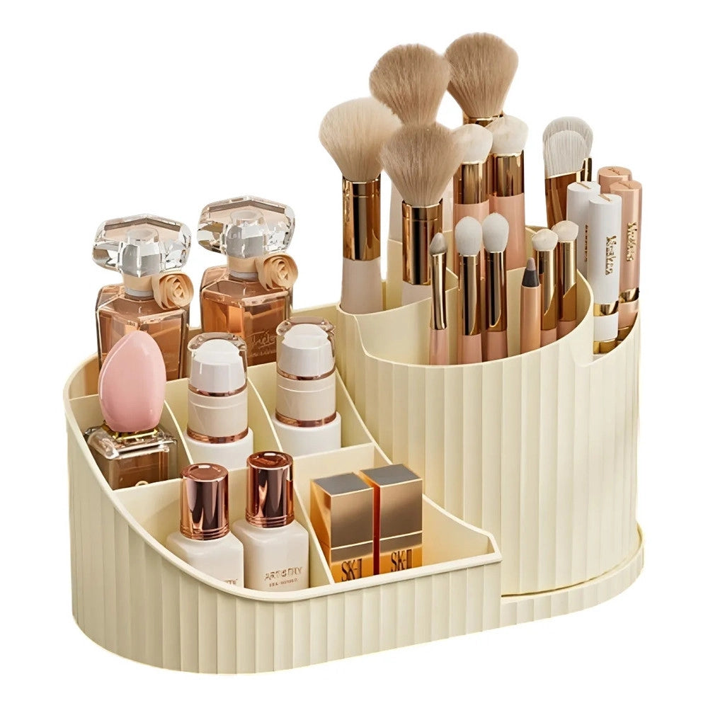 Trade Shop - Organizzatore Per Trucco Cosmetici Rotante Con Portapennelli Multiscomparto Compatto -