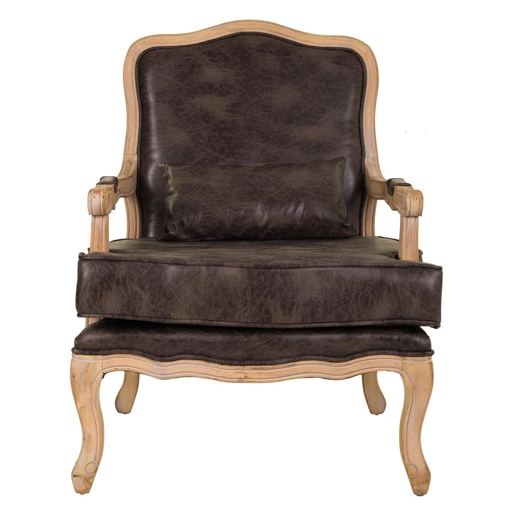 Poltrona in legno imbottita marrone 64x72x92h