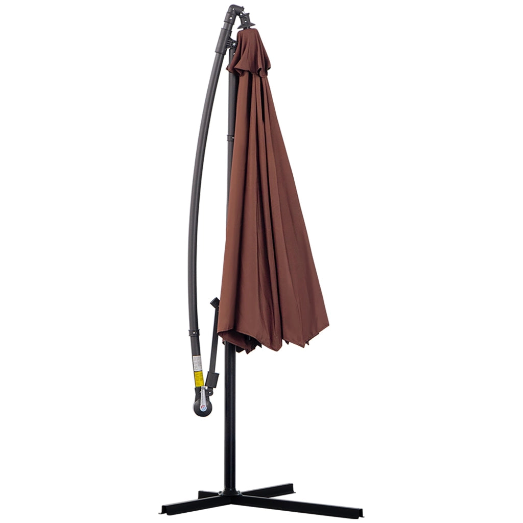 EasyComfort Ombrellone da Giardino 3x2.5 m a Braccio Inclinabile con Manovella, in Acciaio e Poliestere, Marrone
