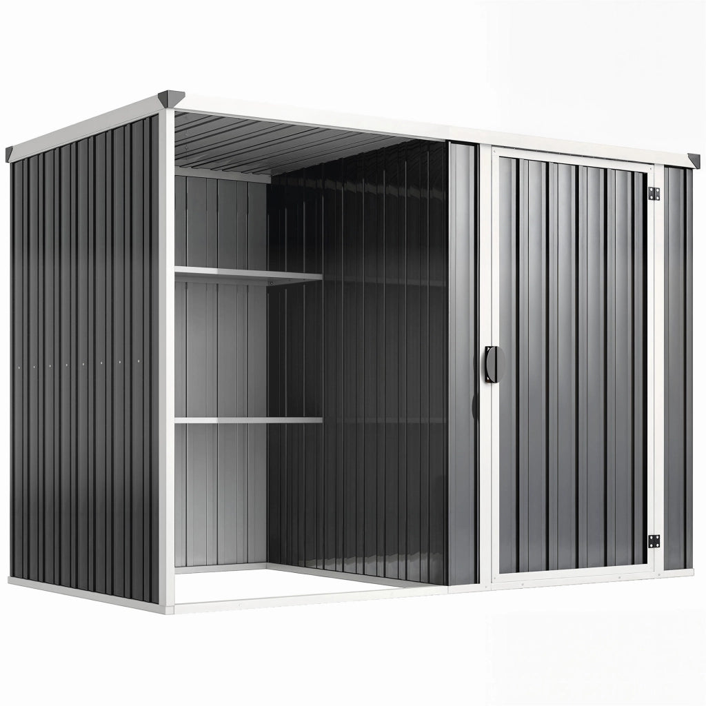 Capanno Box da Giardino 231x125x162 cm Porta Bloccabile in Acciaio Zincato Grigio