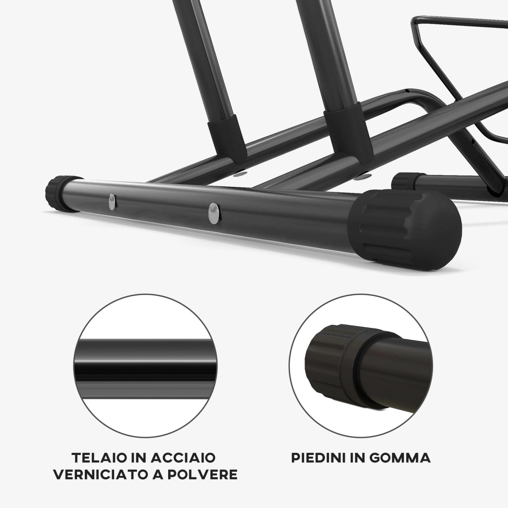 Cavalletto Portabici per Pneumatici ¨C Minimal ¨C Acciaio, Nero, 59x41x38 cm