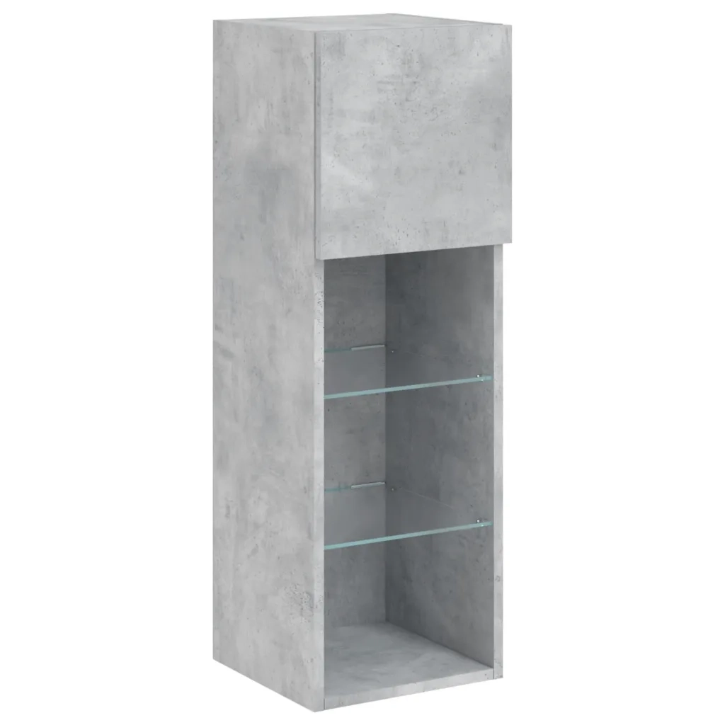 Mobili TV a Muro con LED 5pz Grigio Cemento Legno Multistrato 3216600