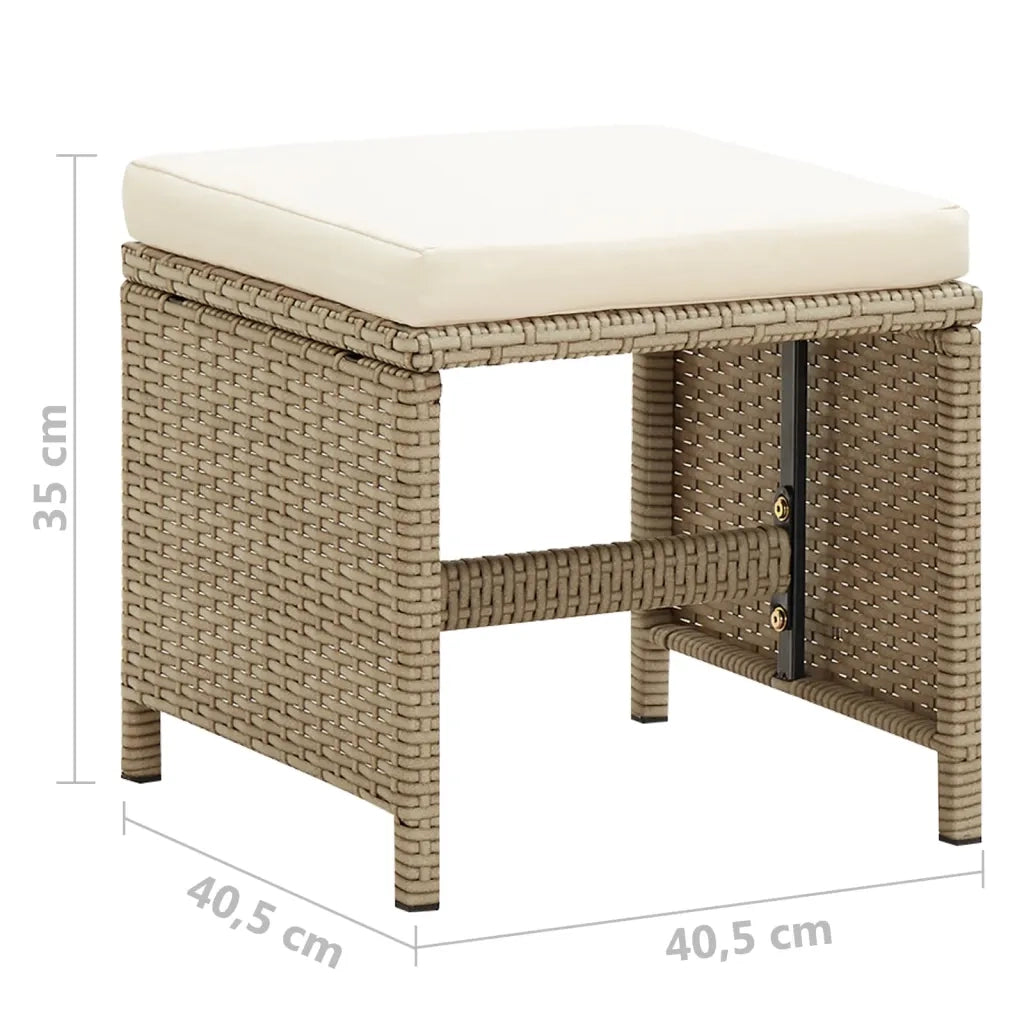 Sgabelli da Giardino 4 pz con Cuscini in Polyrattan Beige cod mxl 23199