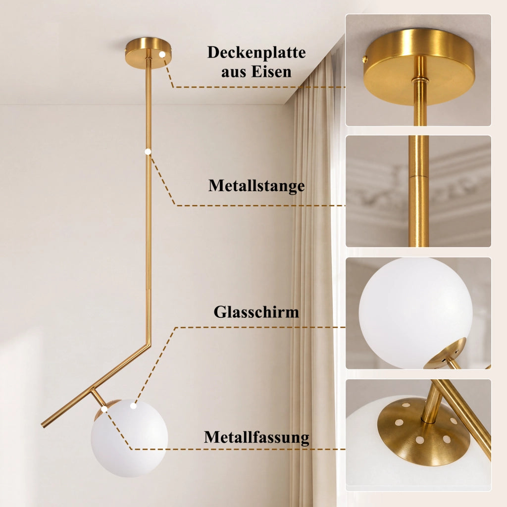 ZMH Lampada a Sospensione 1 Luce Vetro G9 Moderna per Camera Soggiorno senza lampadine