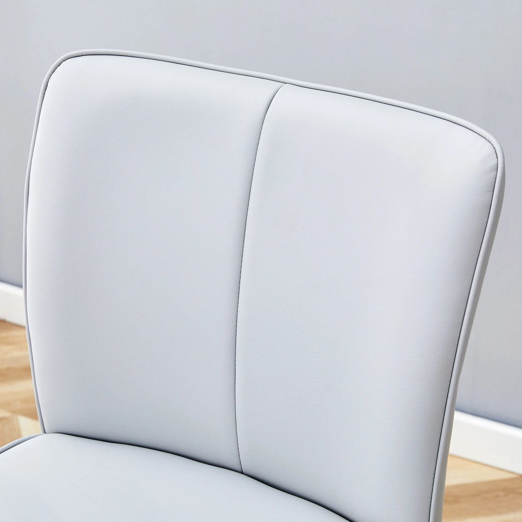 Sgabello da bar con schienale ergonomico, poggiapiedi e piedini regolabili, in PU e metallo, Nero e Grigio chiaro