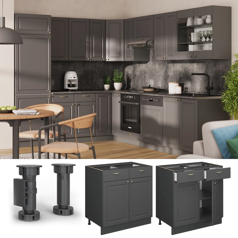 Vicco Mobiletto base per cucina Landhaus antrazit-oro 80 cm , PL Antracite