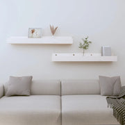 Mensole da Parete 2 pz Bianco 80x12x9cm Legno Massello di Pino cod mxl 33294