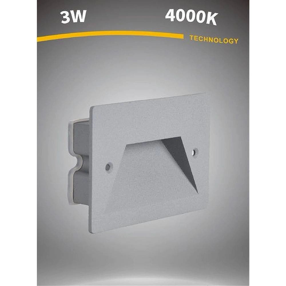 Trade Shop - Segnapasso A Led 3w Grigio Faretto Applique Luce Fredda Calda Naturale Ip65 Es49 -
