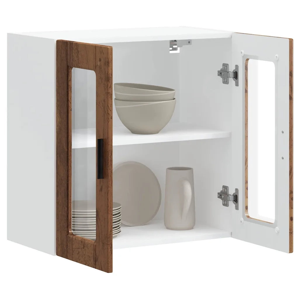 vidaXL Pensile da Cucina con Porta in Vetro Porto Legno Vecchio