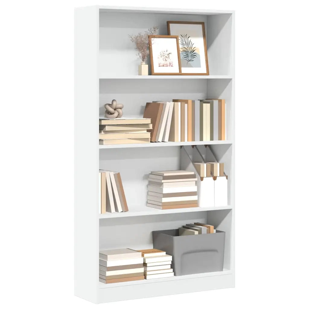 Libreria-Scaffale per Libri-Mobile di Stoccaggio Bianca 80x24x143 cm in Legno Multistrato