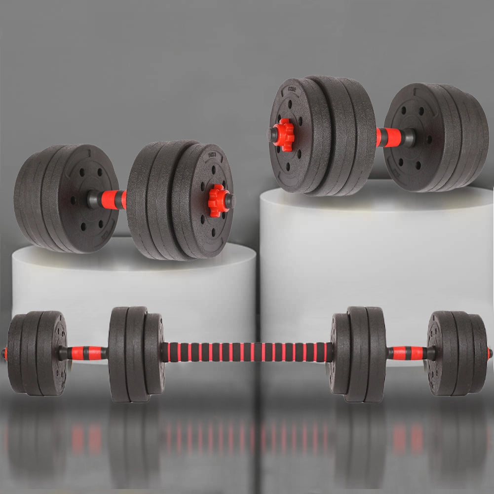 Set Manubri da 25kg (4x2.5kg+4x2kg+4x1.5kg) Bilanciere Pesi Fitness Rosso e Nero