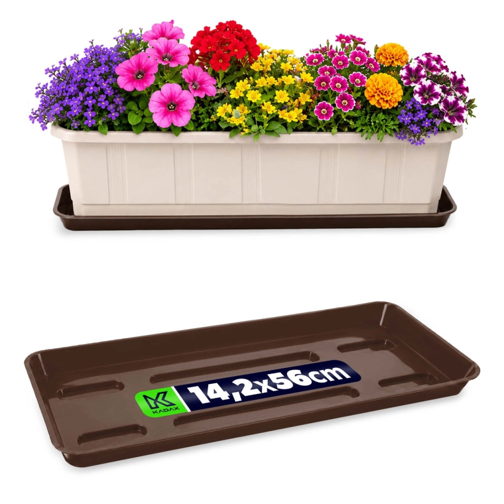 Supporto per vaso da fiori KADAX da 60 cm, fioriera da balcone, vassoio in plastica