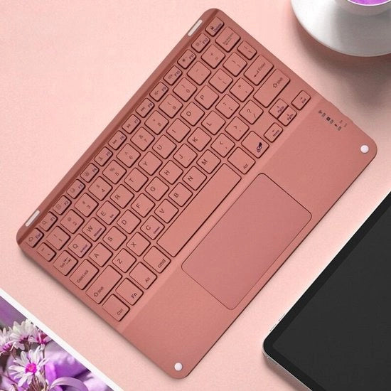 Tastiera Bluetooth caricabile con touchpad magnetico, compatibile con PC, iPad e Mac (arancione).