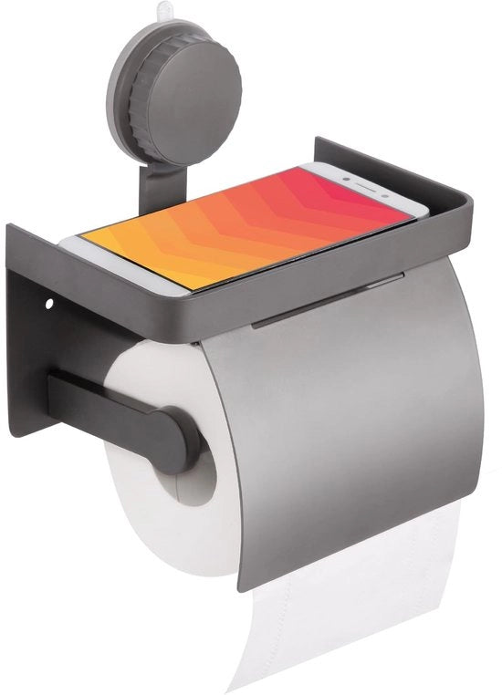 Sostegno per carta igienica con morsetto, Otrella per smartphone, Montaggio a muro, Alluminio, Inox
