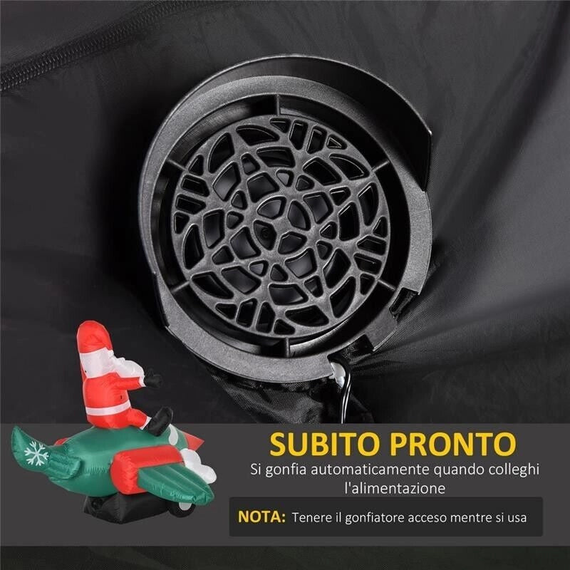BABBO NATALE GONFIABILE CON LUCI LED INTEGRATE 220X178X160CM MULTICOLORE