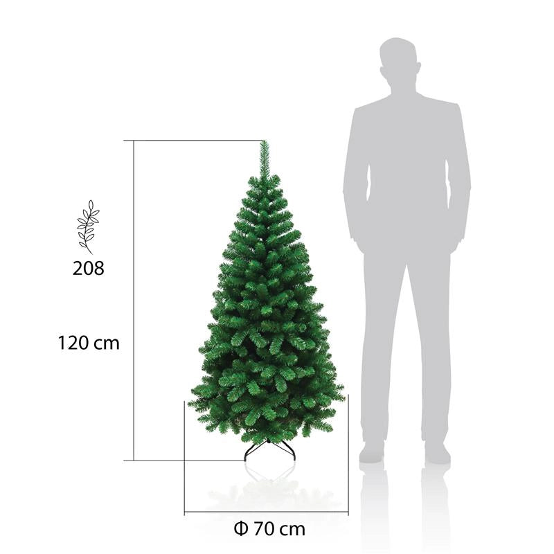 ALBERO DI NATALE ROCCARASO 120 CM VERDE ARTIFICIALE CON 208 RAMI
