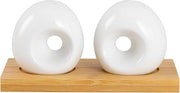 Strumento per spolverizzare sale e pepe in ceramica bianca con maniglia in bambù - grande contenitore per sale e set per sale e pepe - strumento per spolverizzare sale e pepe moderno - dimensioni 7 x 15 x 75 cm Contenitore per sale
