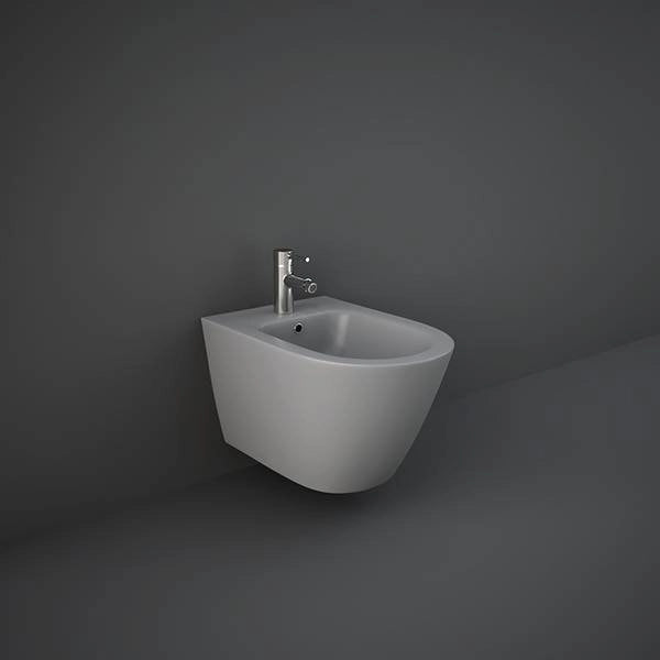 Sanitari sospesi opaco FEELING Rak Ceramics: vaso, bidet, copriwater soft-close Grigio Opaco