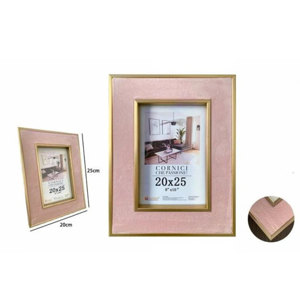 Trade Shop - Cornice Per Foto Portafoto Poster Quadri Tele 20 X 25cm Rosa Con Bordi Oro 70318 -