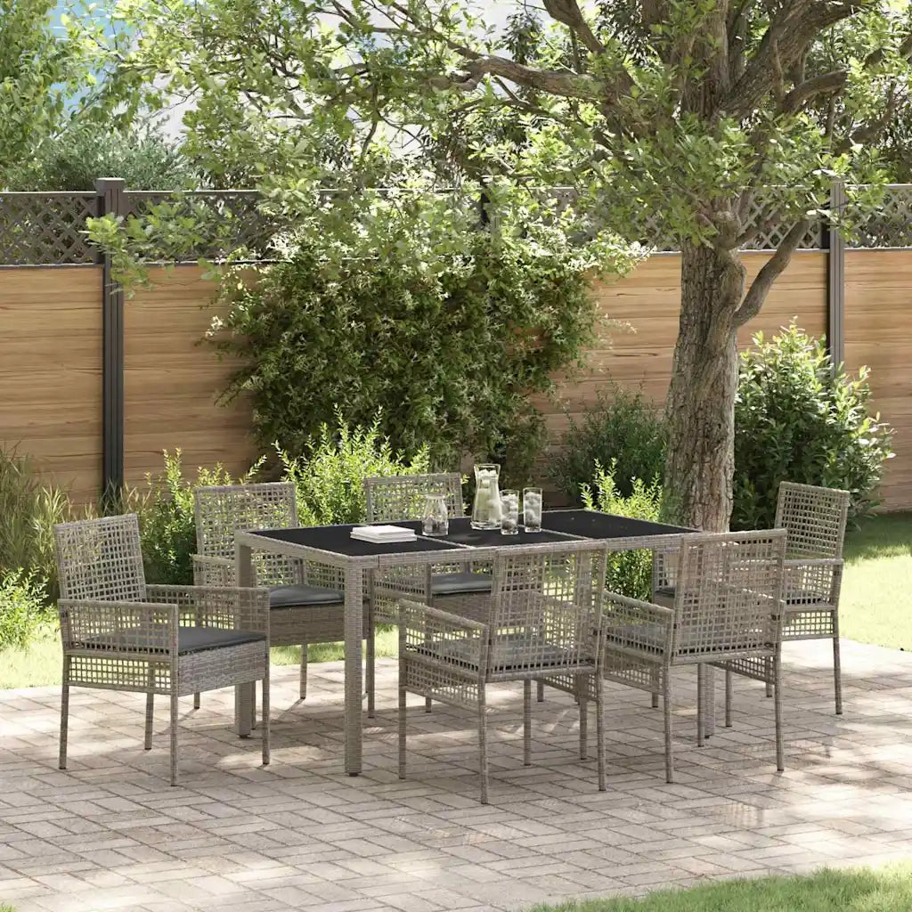 Set da Pranzo per Giardino 7 pcs Grigio polyrattan 3334874